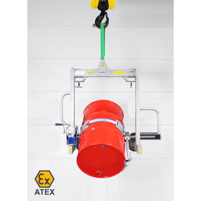 Opción de volteador de tambores para diferencial con certificación ATEX para zonas de gas y polvo