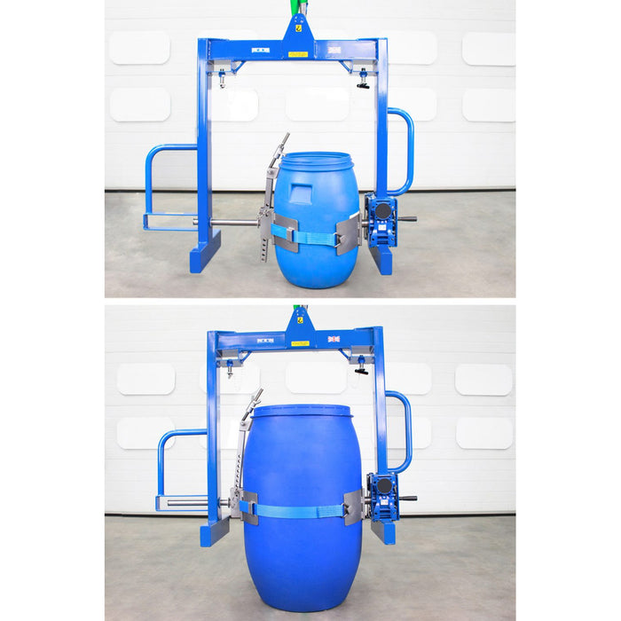 Banda de tambor universal en acero inoxidable para manejar bidones de acero, plástico o fibra de 50 a 220 litros.