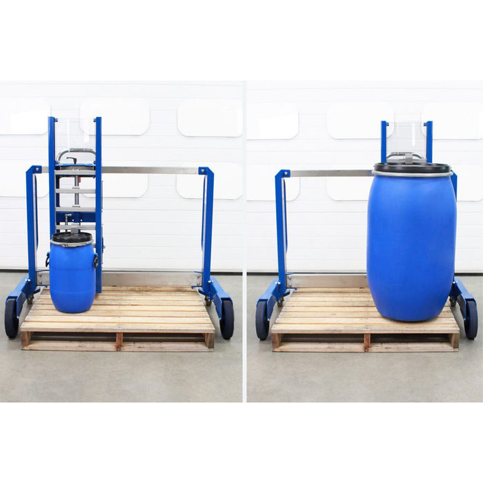 Comparación del estibador de tambores con desplazamiento lateral usando cuñete pequeño y grande