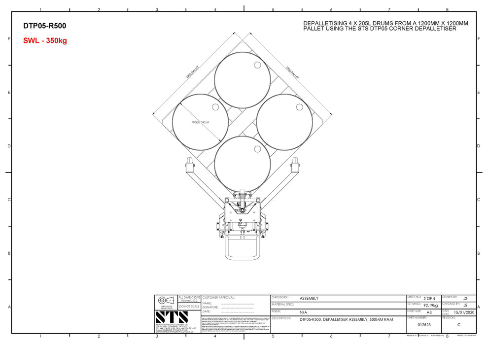 dibujo técnico DTP05 pagina 2 con detalle superior