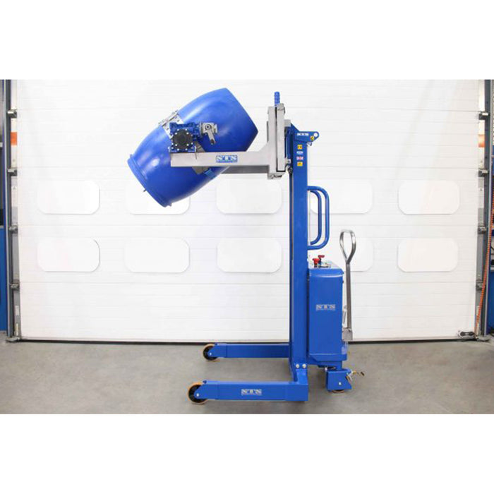 Rotador universal de tambores eléctrico volteando cuñete