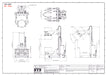 Dibujo con especificaciones técnicas del volteador electrohidráulico de tambores de STS