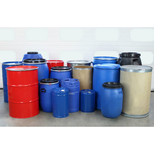 El volteador electrohidráulico de tambores es compatible con la mayoría de tambores del mercado, de diámetros entre 280mm y 610mm, y hasta de 1000mm de altura